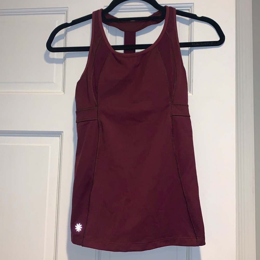 Athleta Stunner T-Back Burgundy Tank w/Mesh Size XS - Picture 3 of 9